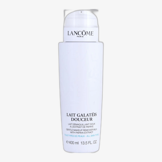 Close-up of Lancôme Galateis Douceur Cleanser bottle