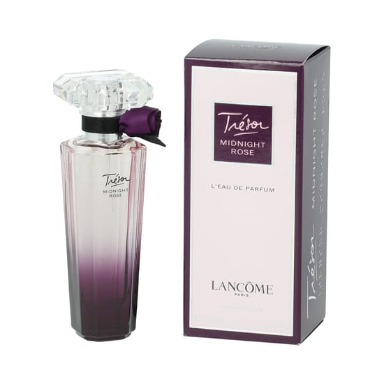 Elegant bottle of Lancôme Trésor Midnight Rose Eau de Parfum