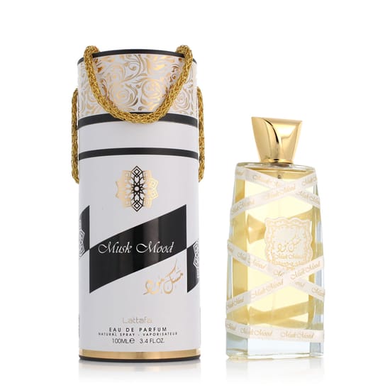 The Lattafa Musk Mood EDP bottle in elegant design