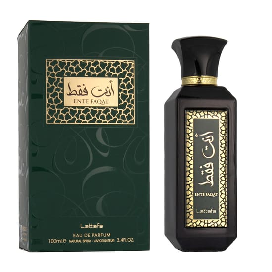 Close-up of Lattafa Ente Faqat EDP bottle