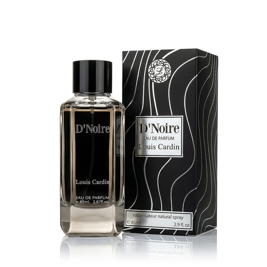Close-up image of Louis Cardin D'Noire EDP bottle