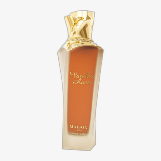Maison Asrar Vanilla Aura EDP pudel lähedalt