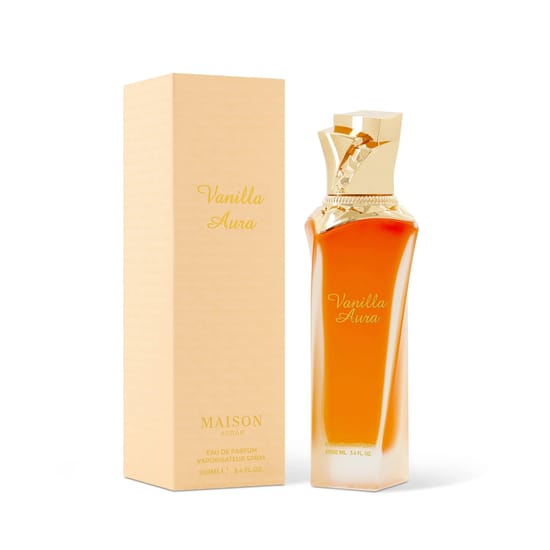 Maison Asrar Vanilla Aura EDP pudel lähedalt