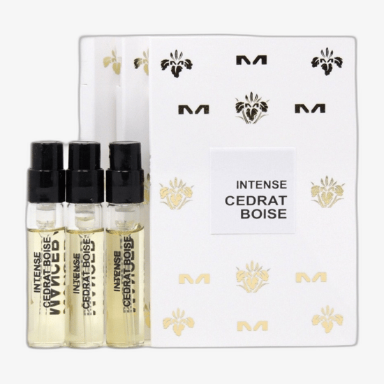 Vibrant sample vial of Mancera Paris Intense Cedrat Boise EP against a neutral background