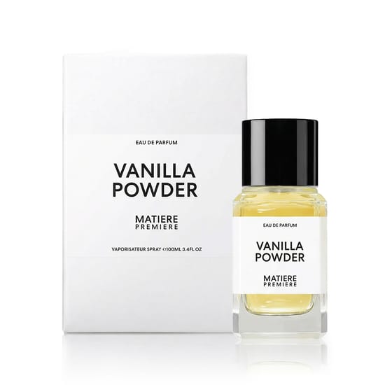 Minimalistlik Matiere Premiere Vanilla Powder EDP pudel, kaasaegne lõhn universaalsele kandjale