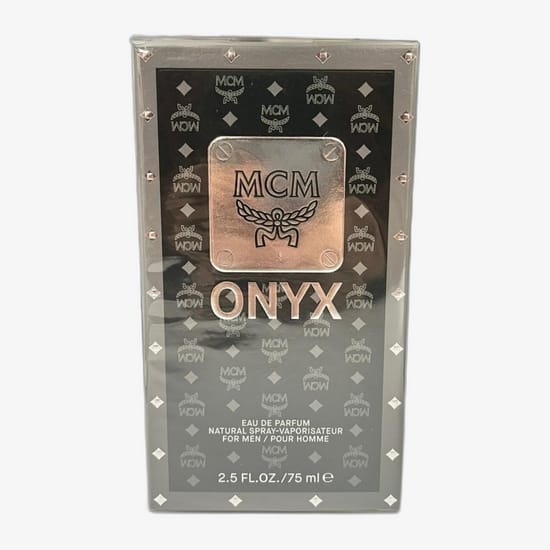 Original packaging showcasing the sophisticated style of MCM Onyx EDP Elegant bottle of MCM Onyx EDP highlighting its refined presentation