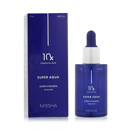 Missha super aqua ultra hyalron ampoule pudeli lähivõte