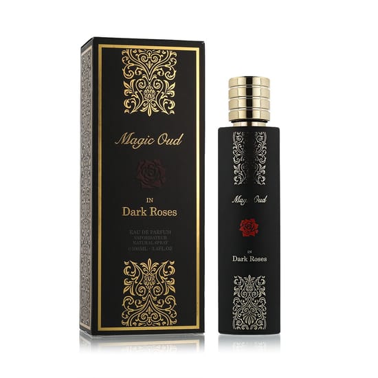 Magic oud dark roses eau de parfum bottle and packaging