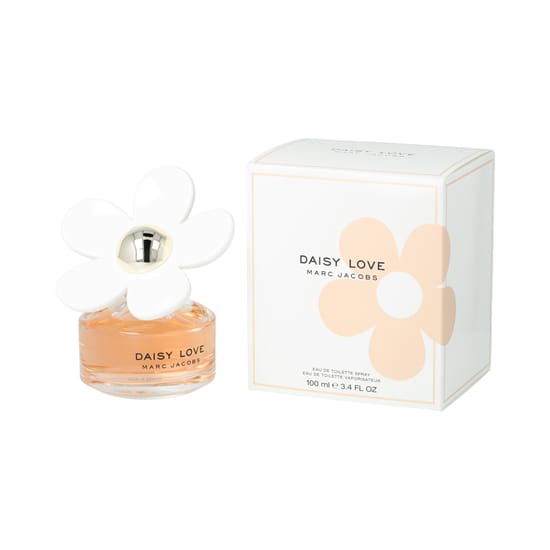 Marc Jacobs Daisy Love parfüümi stiilne originaalpakend Marc Jacobs Daisy Love minimalistlik klaaspudel ja särav kujundus