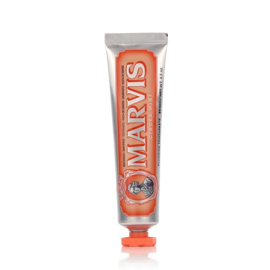 Close-up of Marvis Ginger Mint Toothpaste Tube