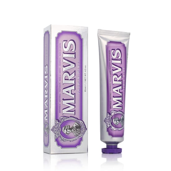 Close-up of Marvis Jasmin Mint Toothpaste tube
