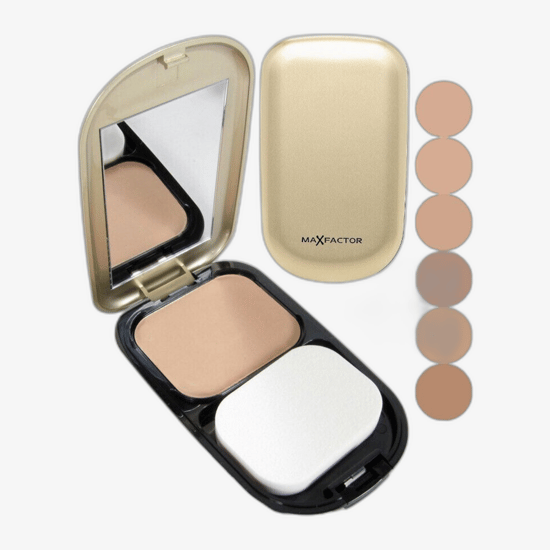 Max Factor Facefinity Compact SPF 20 minimalistlik pakend Max Factor Facefinity Compact SPF 20 (008 Toffee) detailid ja värvitoon