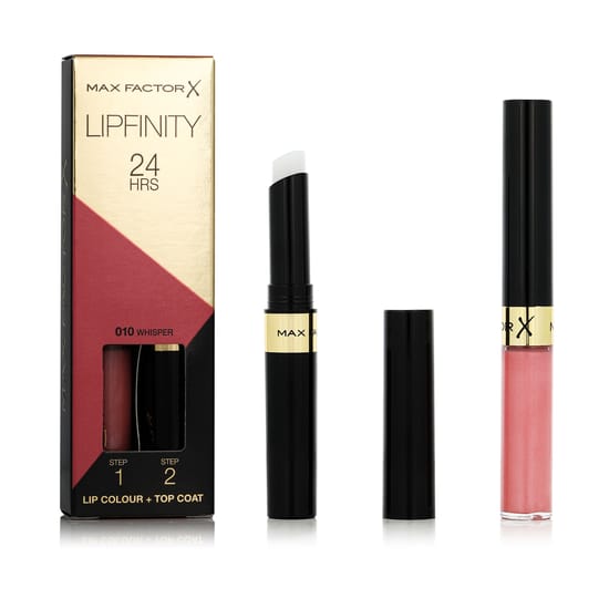 Close-up of max factor lipfinity lip colour 24hrs in shade 010 whisper