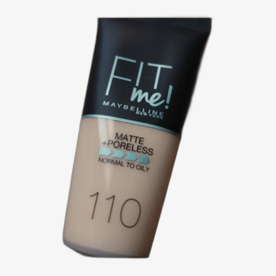 Close-up of Maybelline FIT me! Make-up (110 Porcelain) bottle