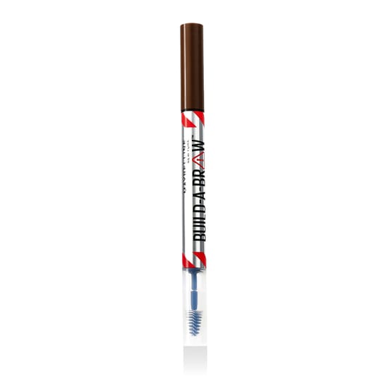 Maybelline Build A Brow 2 in 1 Brow Pen and Sealing Gel in Medium Brown shade displayed with cap off