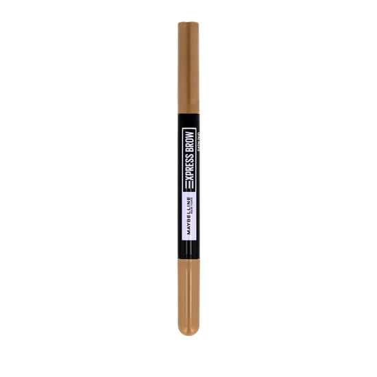 Maybelline Express Brow Satin Duo (01 – tume blonde) kahepoolne kulmupliiats ja pulber lähipildis