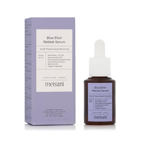 Suurendatud vaade meisani blue elixir retinol serum pudelist