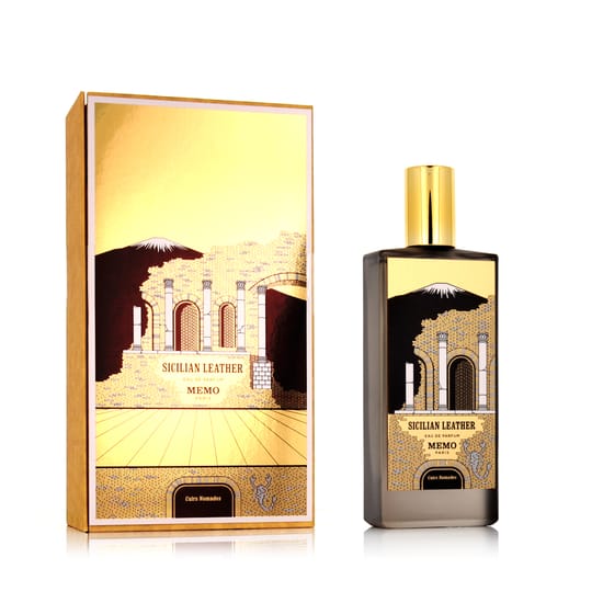 Distinctive packaging of Memo Paris Sicilian Leather EDP Sophisticated bottle of Memo Paris Sicilian Leather EDP