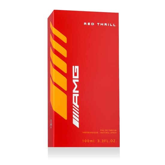 Elegantne Mercedes-Benz AMG Red Thrill EDP perfume bottle