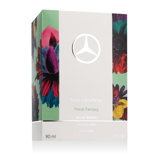 Close-up of Mercedes-Benz Floral Fantasy EDT perfume bottle