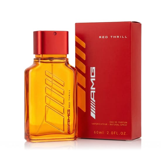 Elegantne Mercedes-Benz AMG Red Thrill EDP perfume bottle