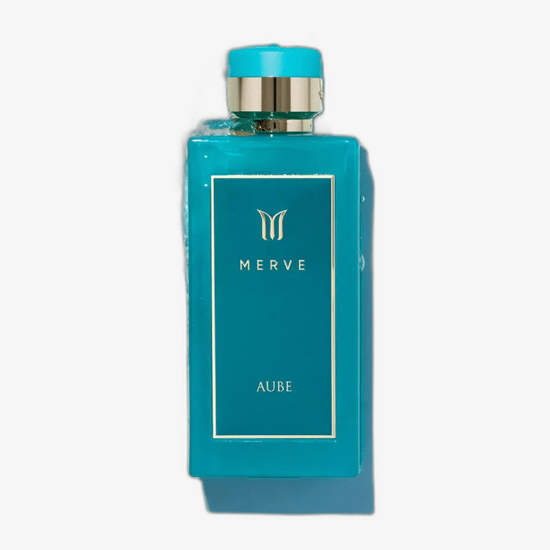 Original packaging of Merve Aube EDP perfume Close-up of Merve Aube EDP perfume bottle