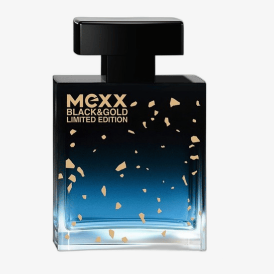 Stylish bottle of Mexx Black & Gold EDT close-up