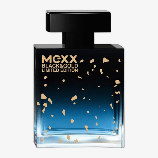 Stylish packaging of Mexx Black & Gold Limited Edition For Him EDT Elegant bottle of Mexx Black & Gold Limited Edition For Him EDT
