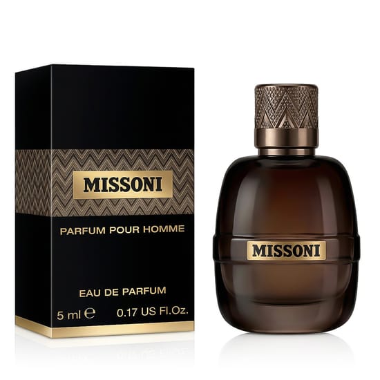 Minimalist bottle of Missoni Missoni Parfum Pour Homme EDP Miniature exuding freshness and elegance