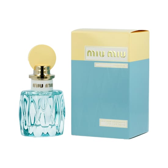Parfüümi Miu Miu L'Eau Bleue EDP klaasist pudel sinise tooniga korgiga