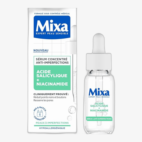 Mixa anti-imperfection comfort cleanser pudeli lähivõte