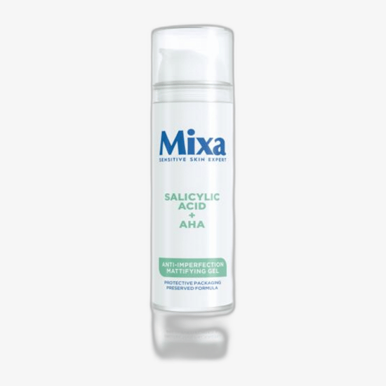 Mixa Anti-Imperfection Mattifying Geeli stiilne ja matt pakendatud pudel