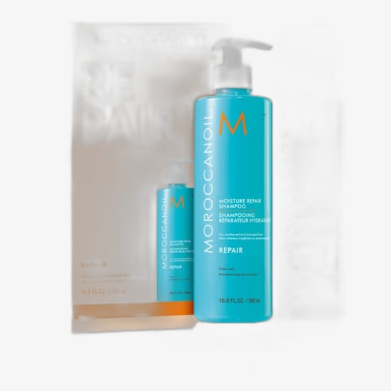 Moroccanoil Repair Moisture Duo niisutamise pakend Moroccanoil Repair Moisture Duo juuste taastamise komplekt