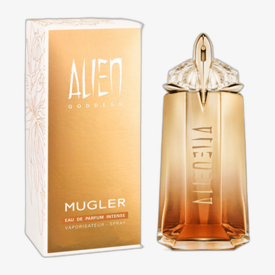 Close-up of Mugler Alien Goddess EDP Intense sample spray