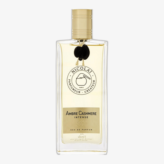 Original packaging of Nicolai Parfumeur Createur Ambre Cashmere EDP Intense, Unisex fragrance Elegant bottle of Nicolai Parfumeur Createur Ambre Cashmere EDP Intense, Unisex amber scent