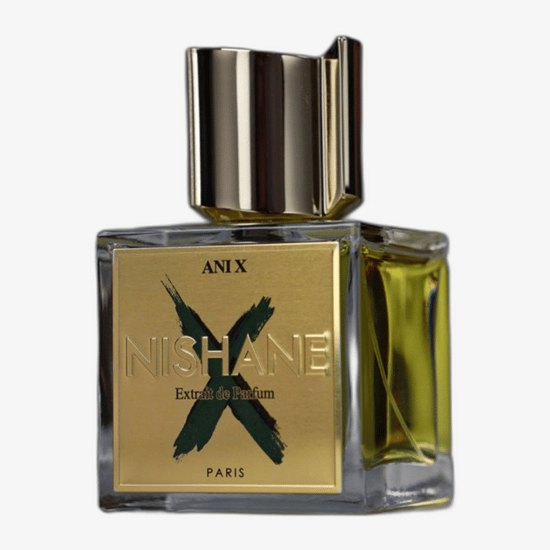 Close-up view of Nishane Ani EP spray sample bottle showcasing minimalist design