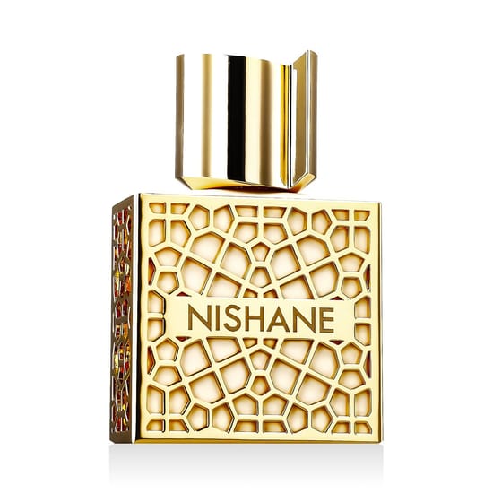 Elegant bottle of nishane hacivat oud ep close-up