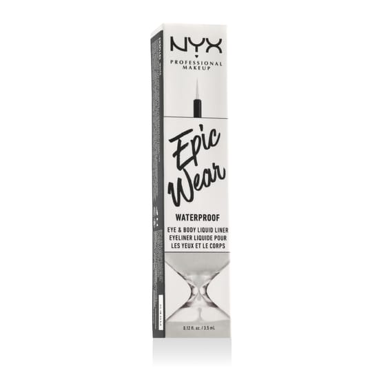 NYX professionaalse meigi epic wear vedela laineri pakend Lähedalt vaade NYX professionaalse meigi epic wear vedelale lainerile valges