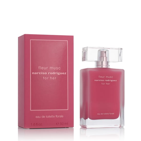 Elegant bottle of Narciso Rodriguez Fleur Musc for Her close-up