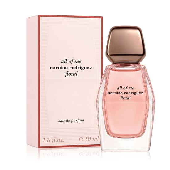 Original packaging of Narciso Rodriguez All Of Me Floral EDP Close-up of Narciso Rodriguez All Of Me Floral EDP bottle