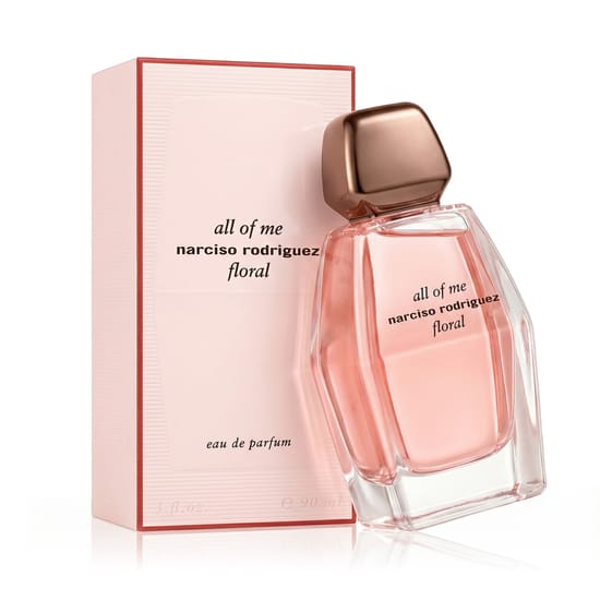 Original packaging of Narciso Rodriguez All Of Me Floral EDP Close-up of Narciso Rodriguez All Of Me Floral EDP bottle
