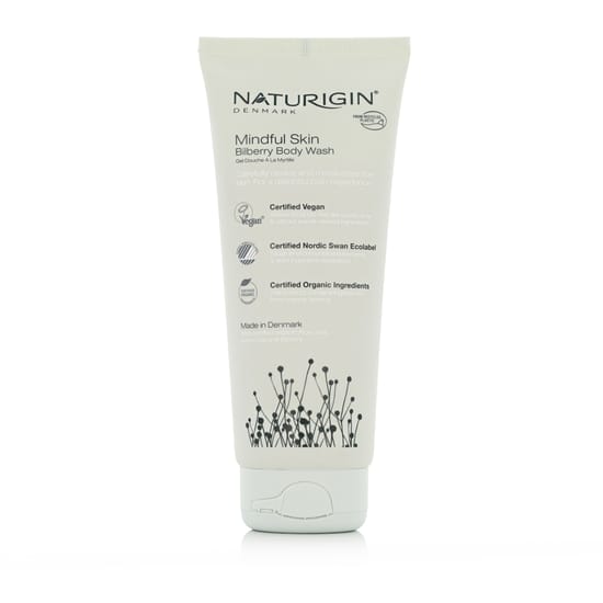 Naturigin Mindful Skin Bilberry Body Wash toote pakend Naturigin Mindful Skin Bilberry Body Wash pudel lähedalt