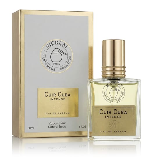 Elegant bottle of Nicolai Parfumeur Createur Cuir Cuba Intense EDP