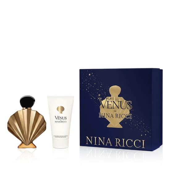Sophisticated packaging of Nina Ricci Vénus EDP and body lotion