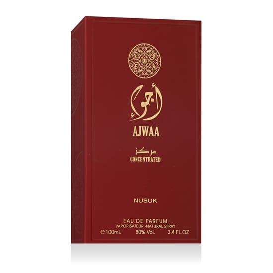 Original Nusuk Ajwaa Concentrated Red EDP packaging Elegant bottle of Nusuk Ajwaa Concentrated Red EDP