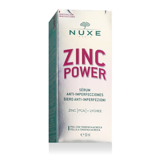 Nuxe Zinc Power Blemish and Spot Control Serum bottle close-up, serum texture details