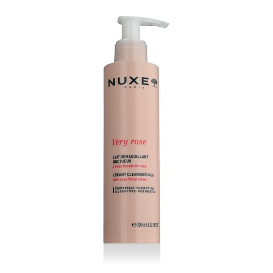 Close-up of Nuxe Very Rose Creamy Cleansing Milk Bottle