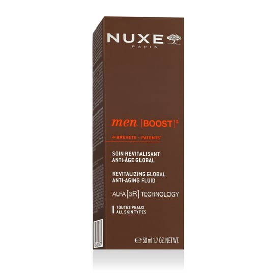 Nuxe Men [Boost]³ revitalizing global anti-aging fluid pudeli lähivõte
