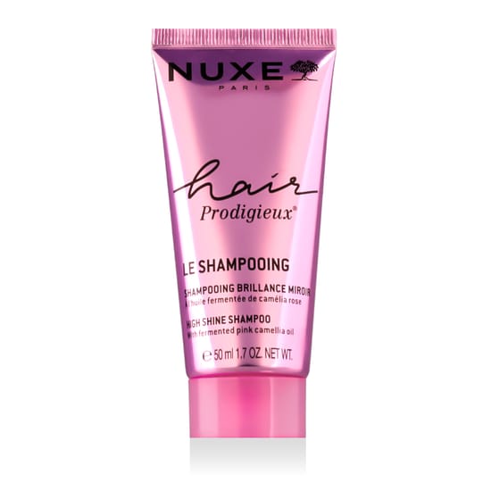 Bottle of Nuxe Hair Prodigieux High Shine Shampoo, high shine hair care formula