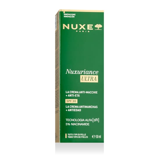 Nuxe Nuxuriance Anti-Dark Spot SPF 30 näokreemi pakend ja tekstuur